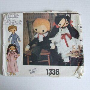 Vogue sewing pattern 1336 uncut vintage boy girl stuffed toy doll with clothing